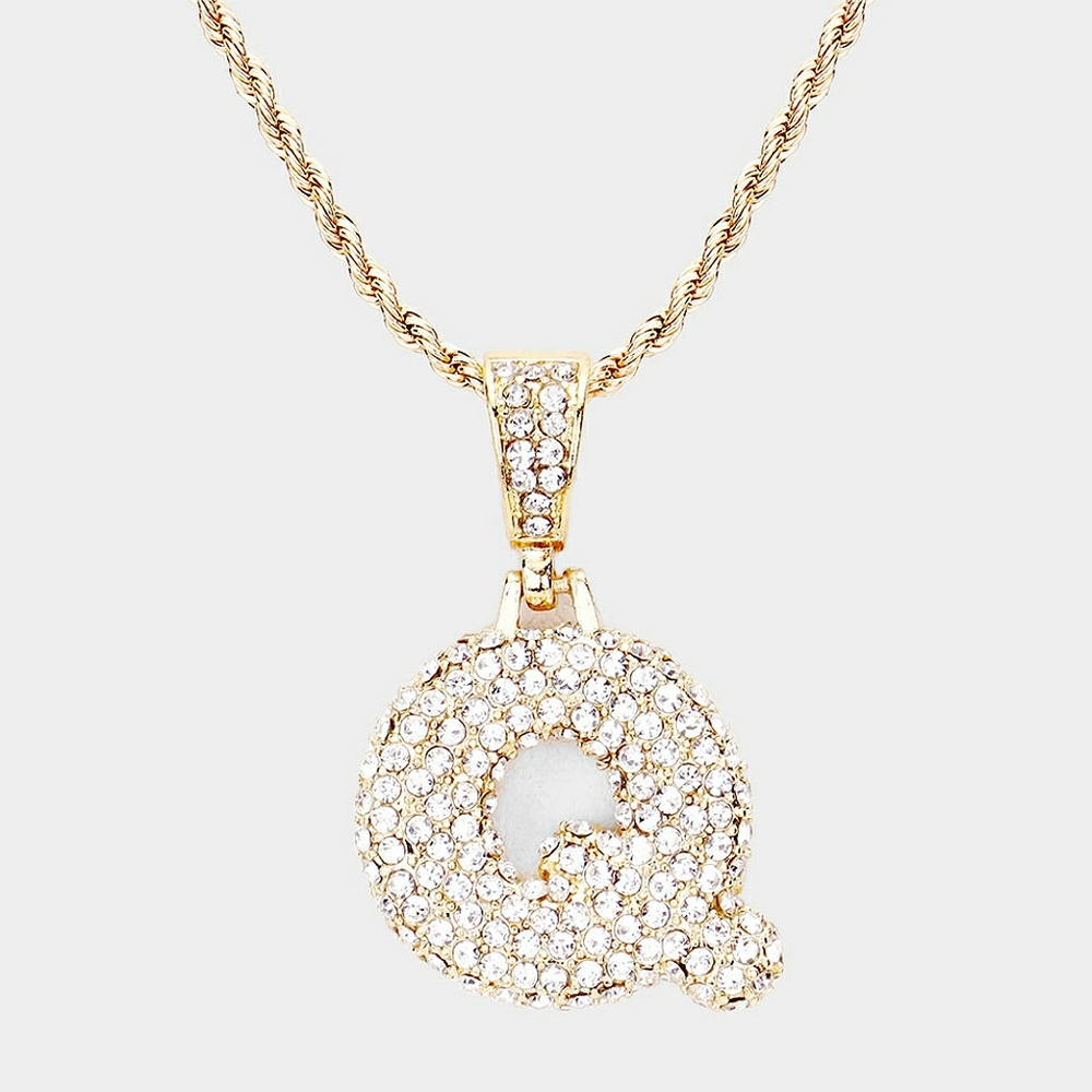 Gold Monogram "Q" Crystal Initial Pendant Necklace
